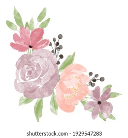 Hand Painted Floral Object Pastel Bouquet Watercolor Style