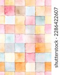Hand painted multicolor watercolor square allover seamless print pattern