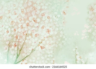 Hand painted peonies, roses, flowers, butterflies - Shutterstock ID 2166164525
