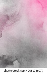 Hand Painted Pink And Grey Watercolor Ombre Abstract Background