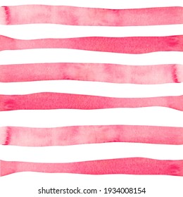 Hand Painted Pink Stripes, Striped Background, Watercolor On Paper