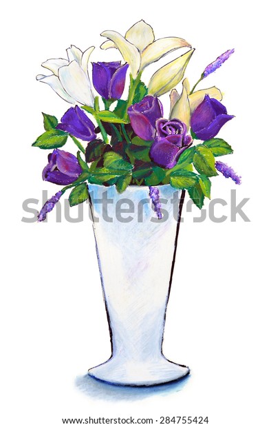 Hand Painted Still Life Flower Arrangement Stock Illustration