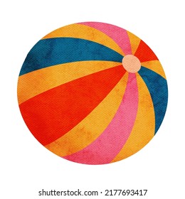 Hand Painted Summer Beach Ball Vacation Traveling Watercolor Clip Art