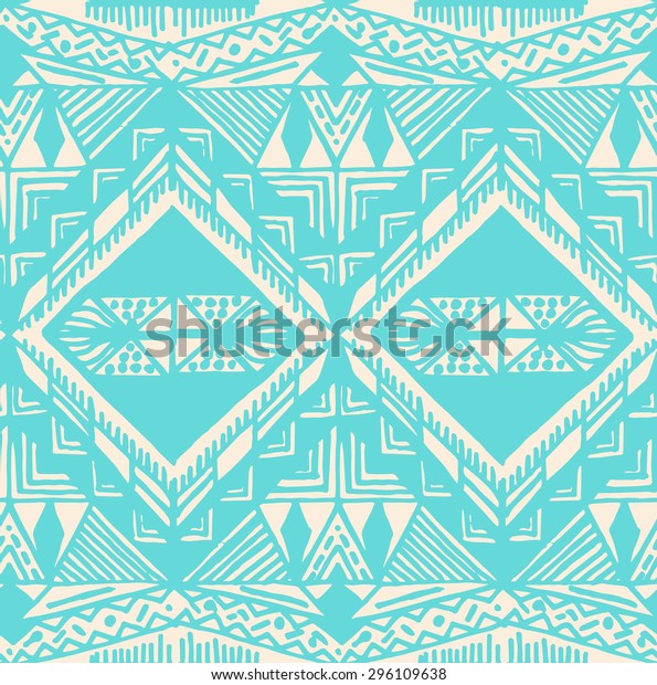 Hand Painted Tribal Seamless Pattern Stock Illustration 296109638