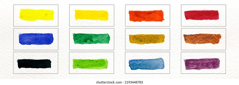 Hand Painted Water Colour Swatches On Textured Watercolour Paper