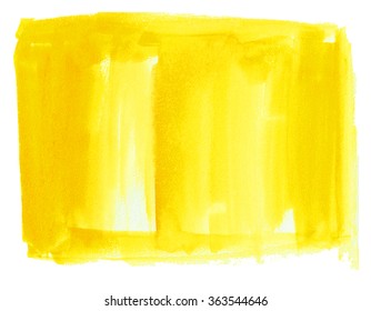 Hand painted watercolor background  Abstract texture  Rectangle  Yellow  Isolated texture 
