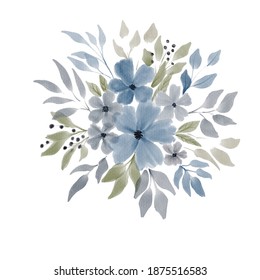 Hand Painted Watercolor Blue Petal Floral Stock Illustration 1875516583 ...