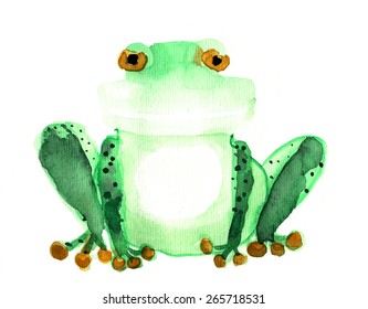 Hand Painted Watercolor Frog