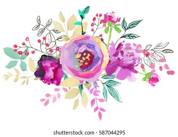 Watercolor Floral Spray Images, Stock Photos & Vectors | Shutterstock