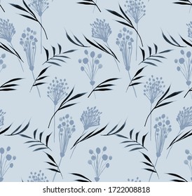 Hand Painting Abstract Watercolor Floral Lavender Bouquets and Leaves Repeating Pattern Isolated Background - Shutterstock ID 1722008818