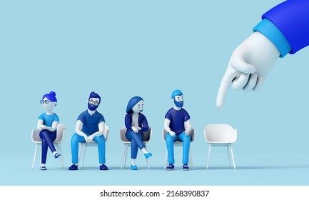 Hand pointing to an empty chair. Job vacancy concept. 3D Rendering - Powered by Shutterstock