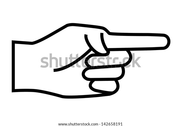 Hand Pointing Finger Black White Stockillustration 142658191