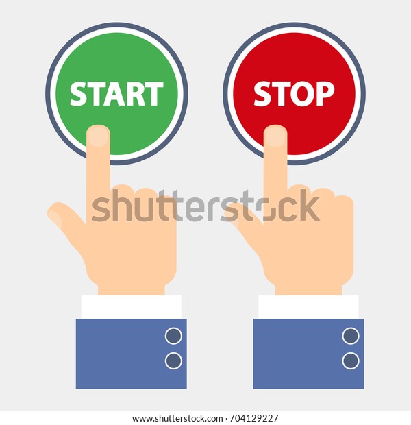 Hand Push Start Stop Press Button のイラスト素材