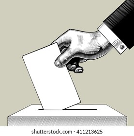 Hand Putting Voting Paper Ballot Box Stock Vector (Royalty Free ...