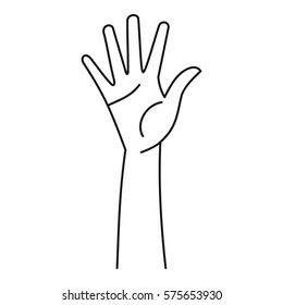 Hand Raised Icon. Outline Illustration Of Hand Raised  Icon For Web