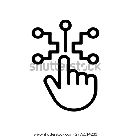 Hand reaching toward interconnected black and white nodes with lines