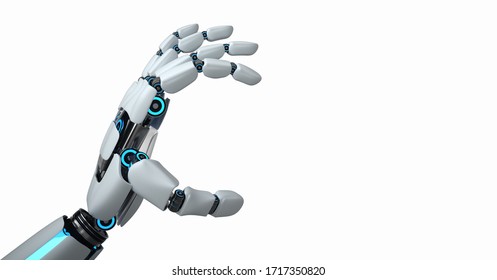 Hand of a robot grips. 3d illustration. - Shutterstock ID 1717350820