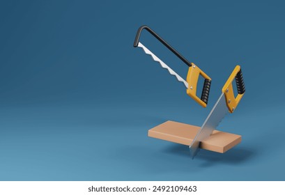 Hand saw an essential tool for carpentry and building projects. Perfect for conveying the essence of craftsmanship. 3D render illustration  - Powered by Shutterstock