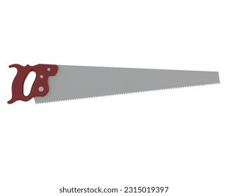 Hand saw on white background. 3d rendering - illustration