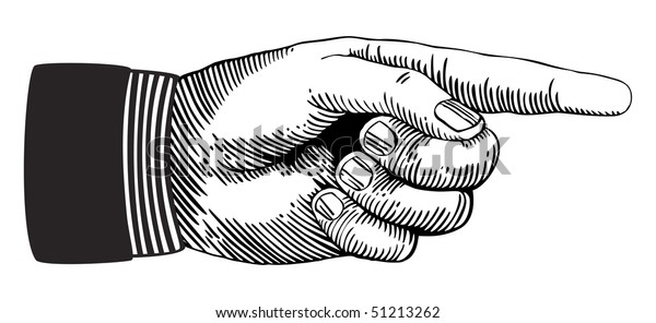 Hand Sign Pointing Finger Retro Style Stock Illustration 51213262