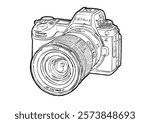 Hand sketch of a digital photo camera - mirrorless