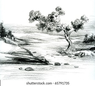 Hand sketch of natural scenery.