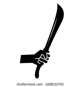 Hand With Sword Silhouette Design