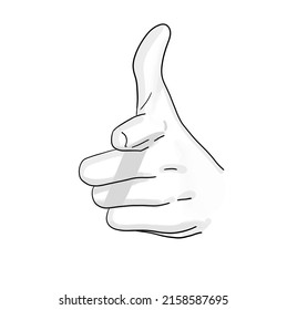Hand that point on you. Outline hand drawn illustration in doodle sketch style. Hand gesture symbol like a gun. Pointing at viewer