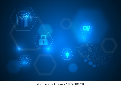 Hand Touch Security Technology Abstract Background.