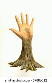 Hand Tree, tree, hand, illustration