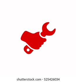 Hand Wrench Icon, On White Background
