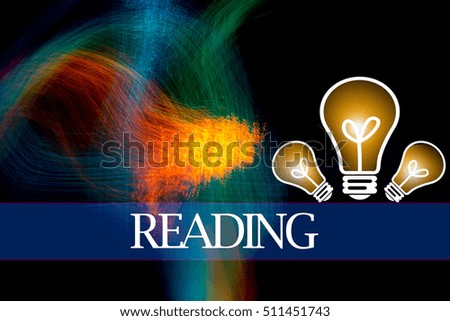 Hand writing READING  with the abstract background. The word READING represent the meaning of word as concept in stock photo.