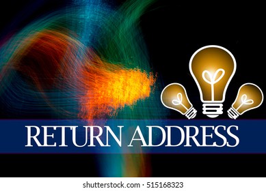 Hand Writing RETURN ADDRESS  With The Abstract Background. The Word RETURN ADDRESS Represent The Meaning Of Word As Concept In Stock Photo.