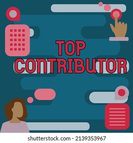Hand writing sign Top Contributor. Business idea person who is knowledgeable in a particular category Woman Innovative Thinking Leading Ideas Towards Stable Future.
