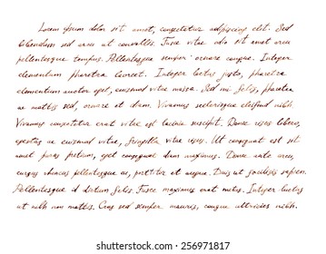 Hand Written Calligraphy Page - Latin Text Lorem Ipsum