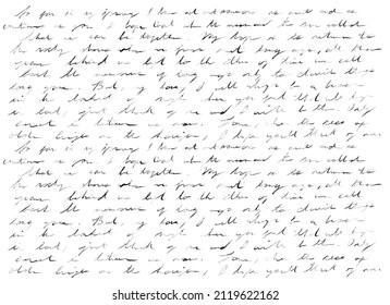 Hand Written Love Letter In Old School Cursive. Scribbled Hand Writing, Barely Legible. Perfect For A Backdrop Or Background Element, Can Be Repeated And Used As An All-over Pattern Or Texture.