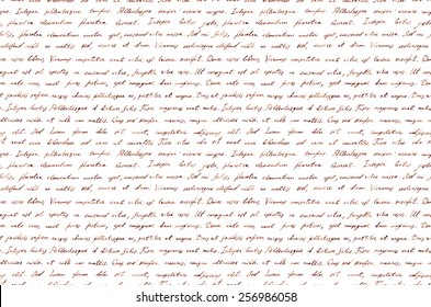 Hand written vintage ink letter - latin text Lorem ipsum. Repeating pattern (handwritten background)