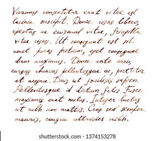 Hand written vintage note - latin text Lorem ipsum, old style