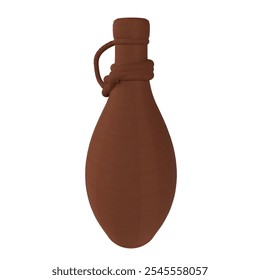 A handcrafted clay bottle resting on a surface, highlighting its unique shape and texture. - Powered by Shutterstock