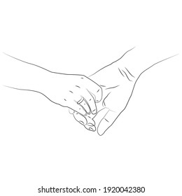 Handdraw Male Female Holding Hands Together Stock Illustration ...