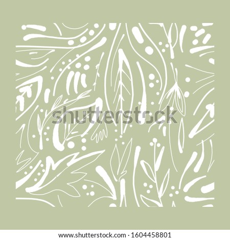 Handdrawn, Abstract Green Spring Pattern