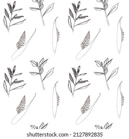 Hand-drawn Black And White Patten Of Summer Flowers