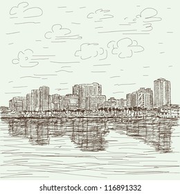 hand-drawn cityscape