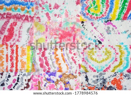 Hand-drawn colorful abstract patchwork background. Watercolor tie dye creative modern pattern. Ethnic artistic colorful background.