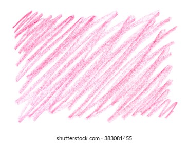 Hand-drawn crayon scribble background in red colors wax pencil. Frame design element. Gradient. Brush. Pink backdrop. Texture with strokes and stains. Messy line touches. Abstract pink.
