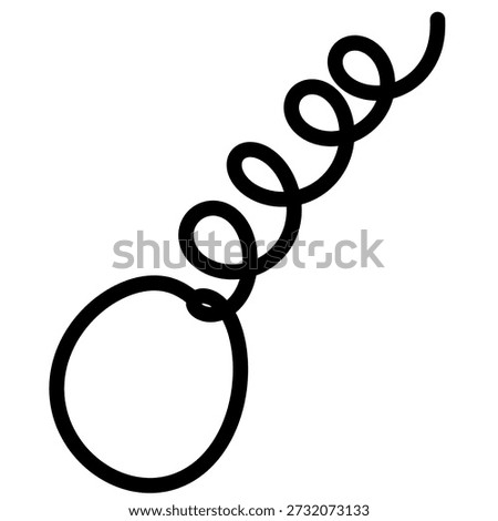 Hand-Drawn Curly String with Balloon Loop Illustration on White Background