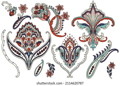 Hand-drawn decorative Paisley Style elements