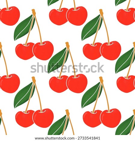 Handdrawn Doodle Paint Cherry Pattern