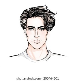 Handdrawn Fashion Male Model Sketch Style Stock Illustration 203464501