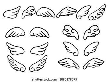Hand-drawn Feather Illustration Set Black and White Line Drawing
